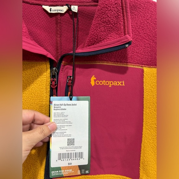 Cotopaxi Women's Large Abrazo Half-Zip Fleece Jacket Raspberry Pink Yellow NWT - Picture 5 of 7
